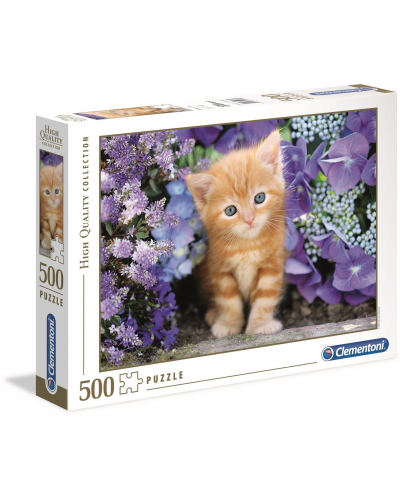 Puzzle High quality 500 pièces - Ginger Cat in Flowers