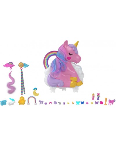 POLLY POCKET SALON DE COIFFURE LICORNE ARC EN CIEL