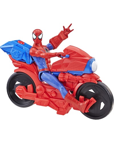 SPIDERMAN PARLANT ET SA MOTO