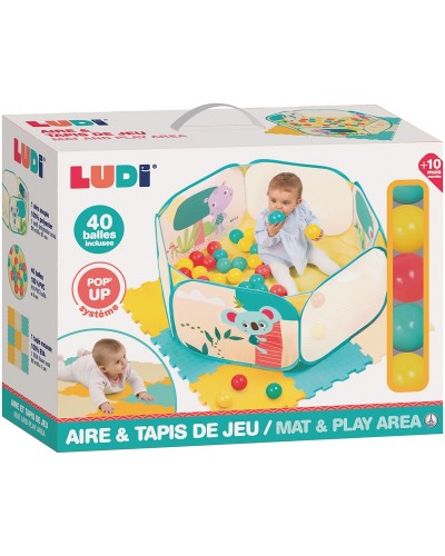 COFFRET AIRE DE JEUX À BALLES ET TAPIS